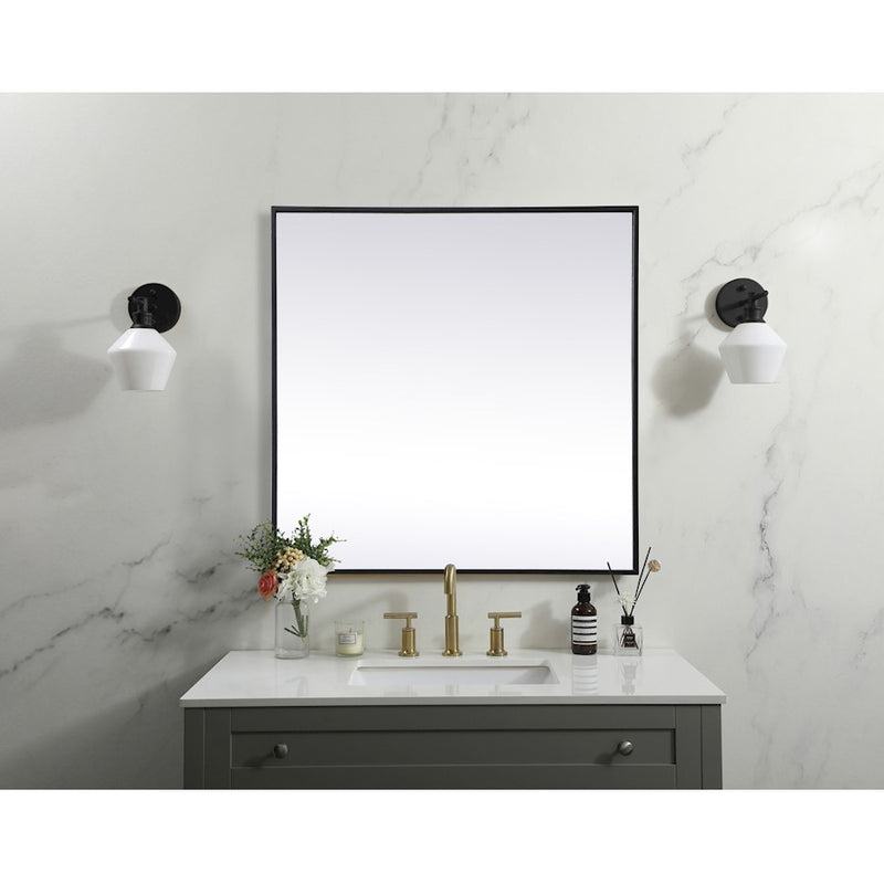 Elegant Decor Eternity Metal Frame Square Mirror 30", Black