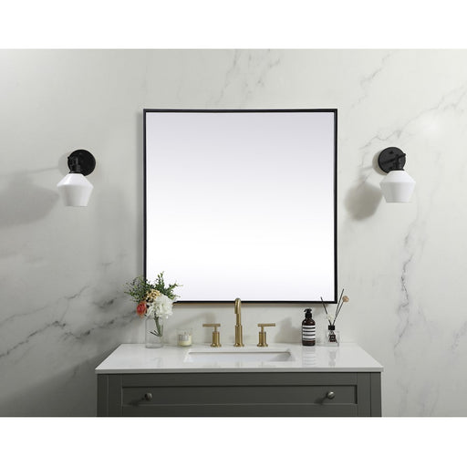 Elegant Decor Eternity Metal Frame Square Mirror 30", Black