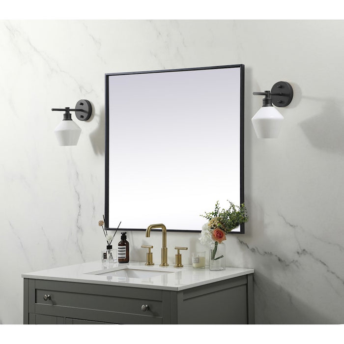 Elegant Decor Eternity Metal Frame Square Mirror 30", Black