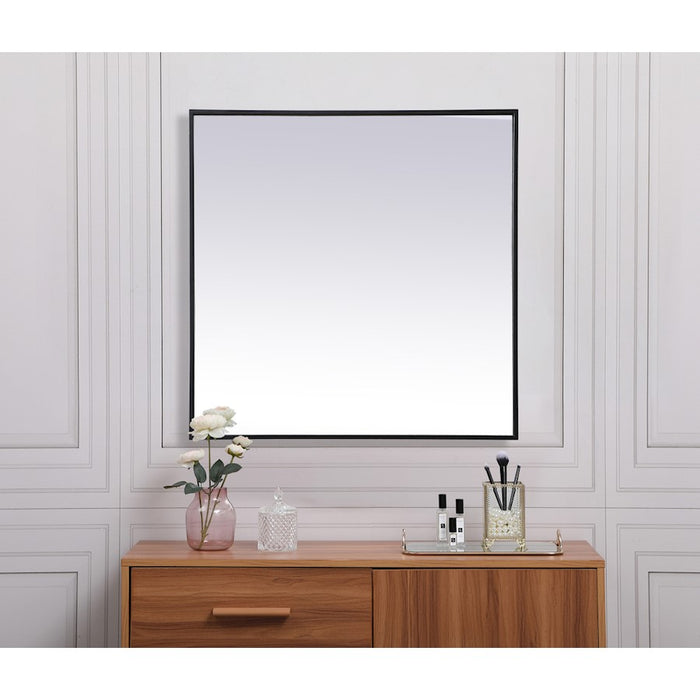 Elegant Decor Eternity Metal Frame Square Mirror 30", Black
