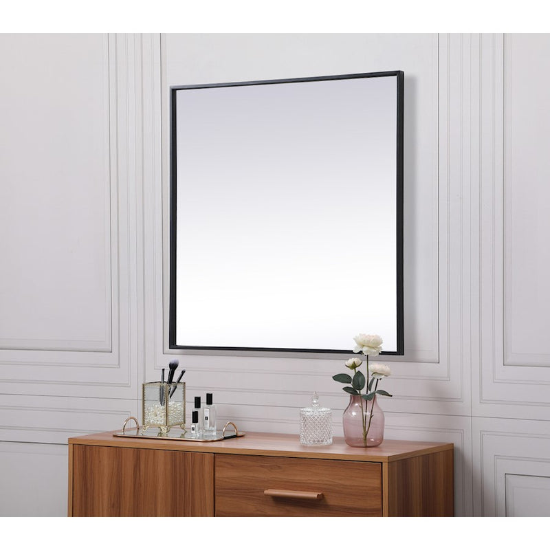 Elegant Decor Eternity Metal Frame Square Mirror 30", Black