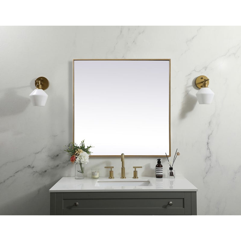 Elegant Decor Eternity Metal Frame Square Mirror 30", Brass
