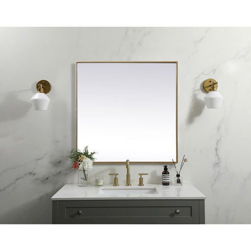 Elegant Decor Eternity Metal Frame Square Mirror 30", Brass