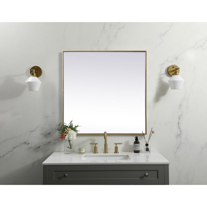 Elegant Decor Eternity Metal Frame Square Mirror 30", Brass