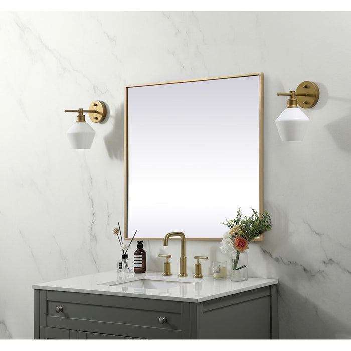 Elegant Decor Eternity Metal Frame Square Mirror 30", Brass