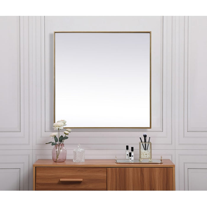 Elegant Decor Eternity Metal Frame Square Mirror 30", Brass