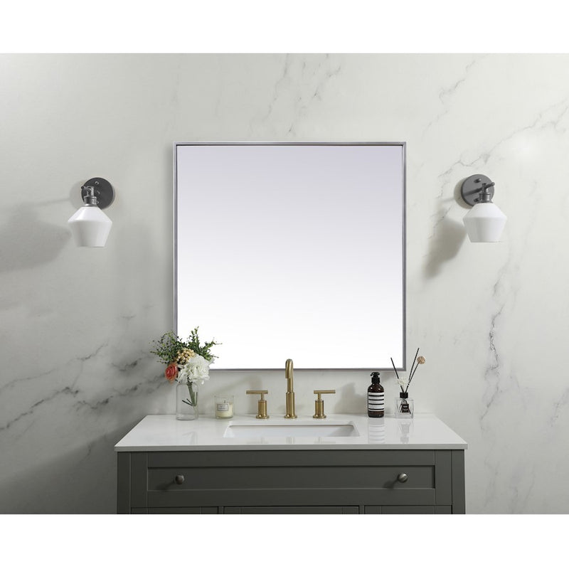 Elegant Decor Eternity Metal Frame Square Mirror 30", Silver