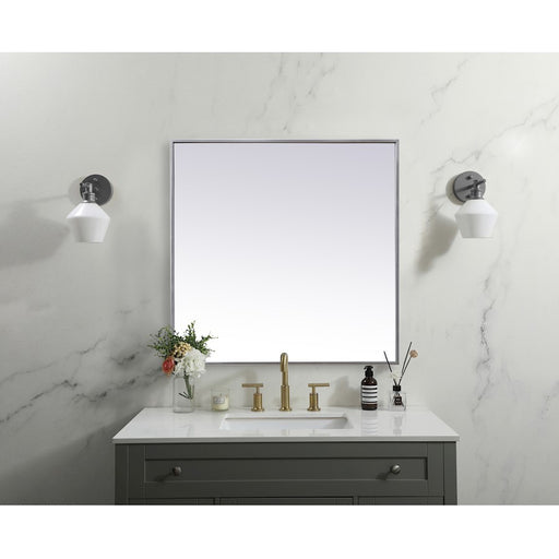 Elegant Decor Eternity Metal Frame Square Mirror 30", Silver