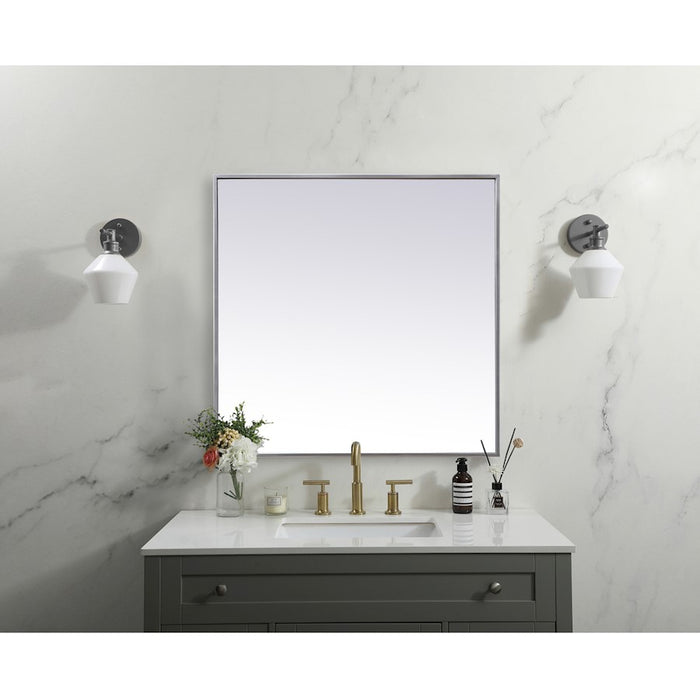 Elegant Decor Eternity Metal Frame Square Mirror 30", Silver
