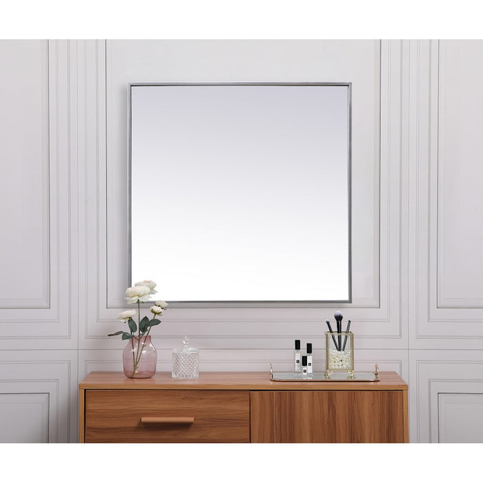 Elegant Decor Eternity Metal Frame Square Mirror 30", Silver