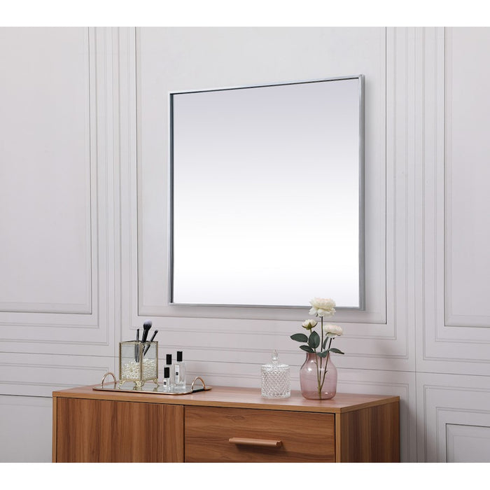 Elegant Decor Eternity Metal Frame Square Mirror 30", Silver