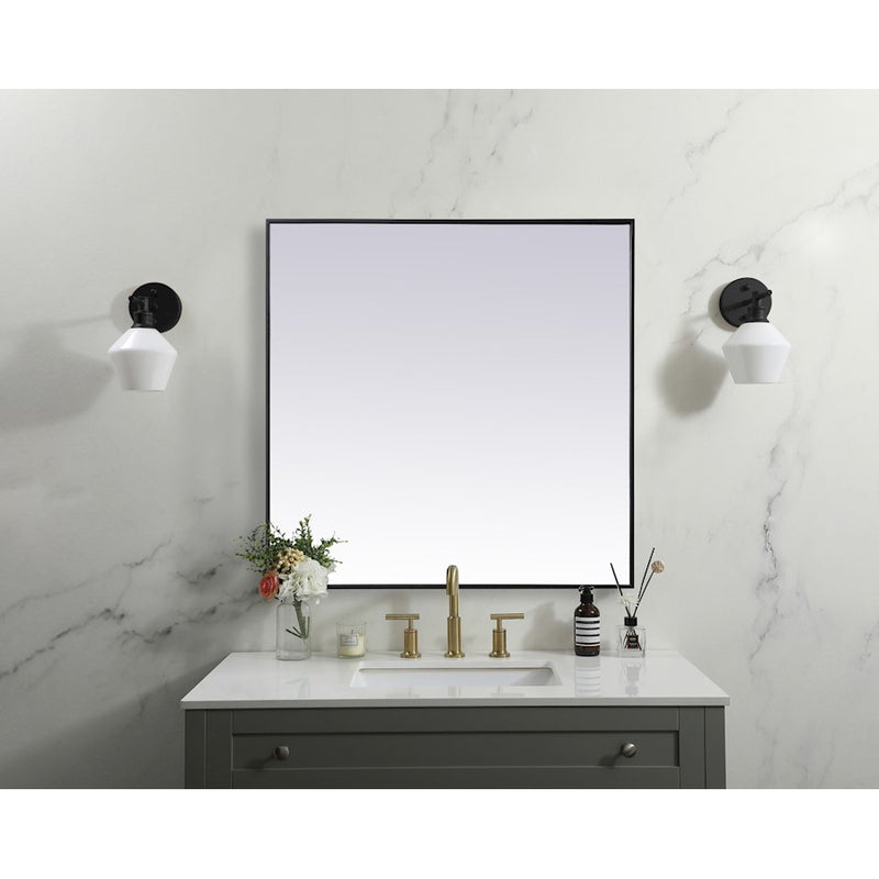 Elegant Decor Eternity Metal Frame Square Mirror 42", Black