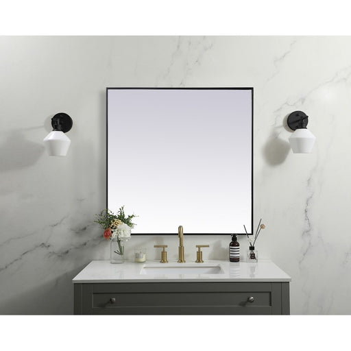 Elegant Decor Eternity Metal Frame Square Mirror 42", Black