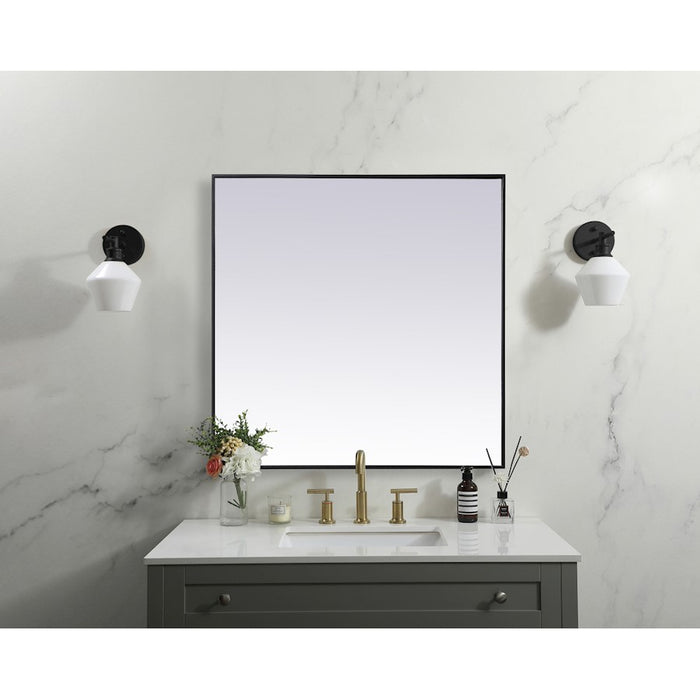 Elegant Decor Eternity Metal Frame Square Mirror 42", Black