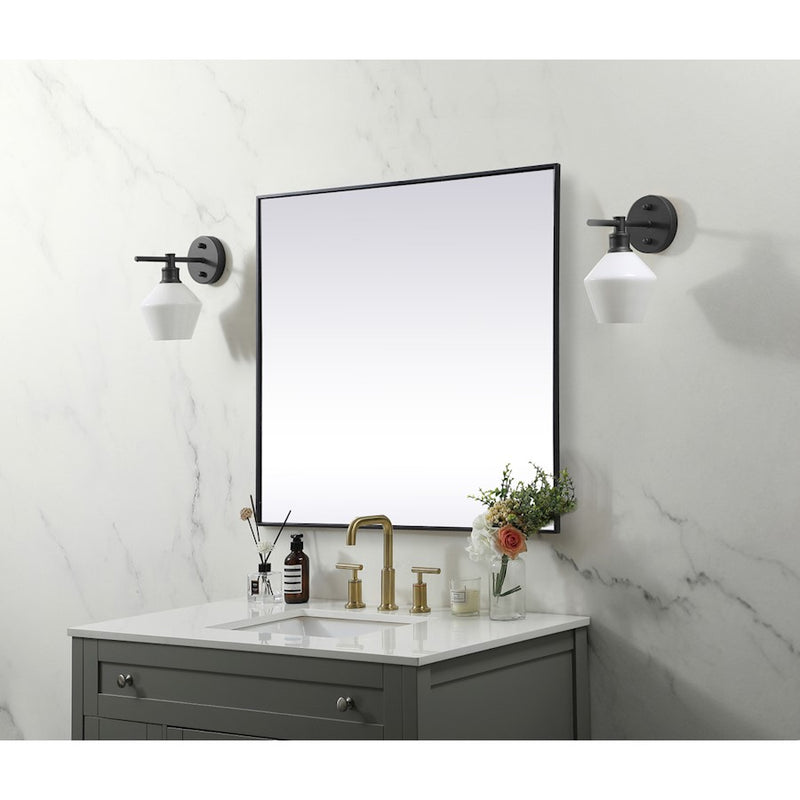Elegant Decor Eternity Metal Frame Square Mirror 42", Black