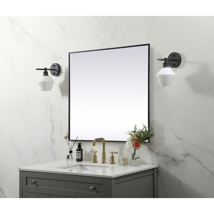 Elegant Decor Eternity Metal Frame Square Mirror 42", Black
