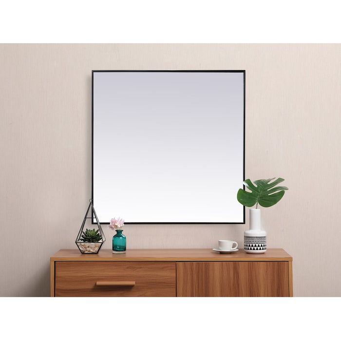 Elegant Decor Eternity Metal Frame Square Mirror 42", Black