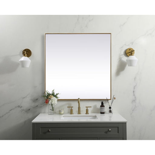 Elegant Decor Eternity Metal Frame Square Mirror 42", Brass