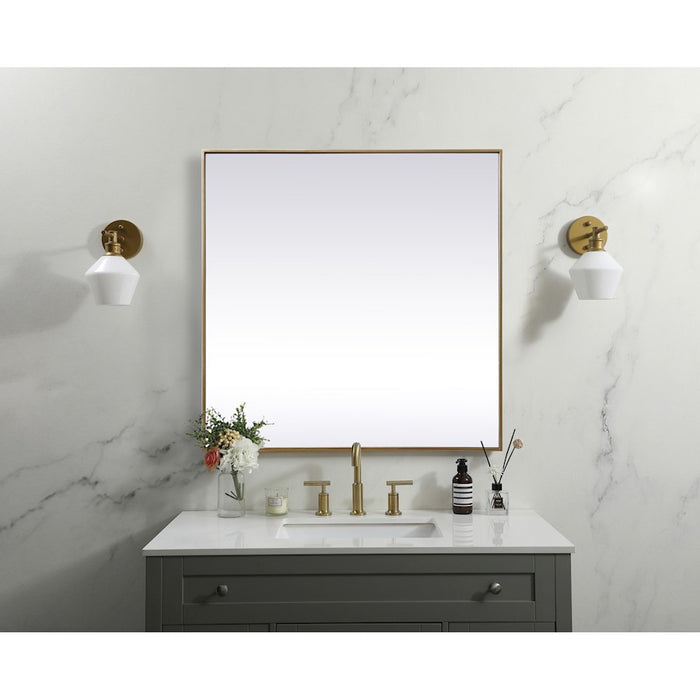 Elegant Decor Eternity Metal Frame Square Mirror 42", Brass