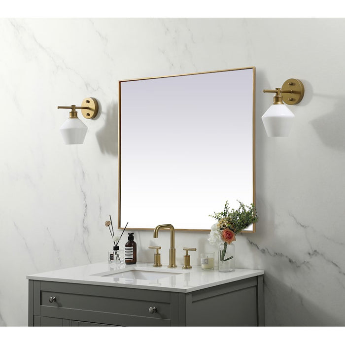 Elegant Decor Eternity Metal Frame Square Mirror 42", Brass