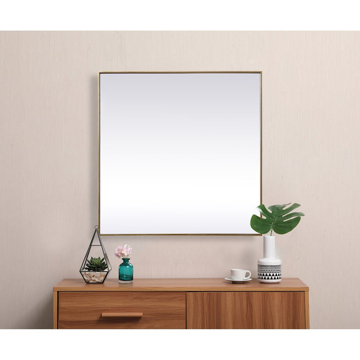 Elegant Decor Eternity Metal Frame Square Mirror 42", Brass