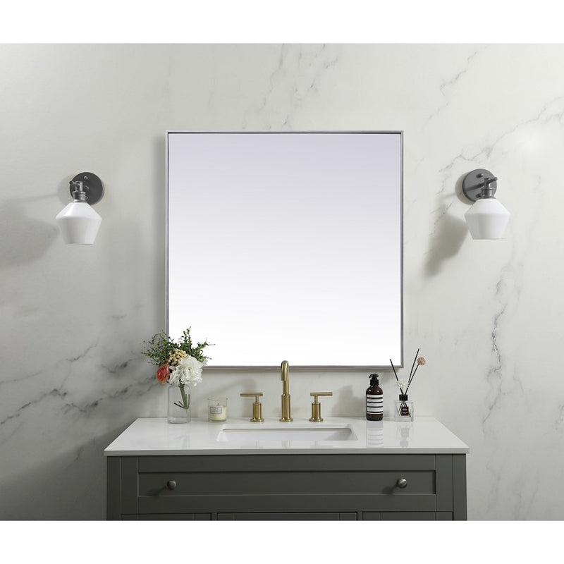 Elegant Decor Eternity Metal Frame Square Mirror 42", Silver