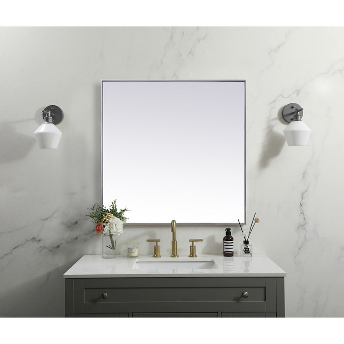 Elegant Decor Eternity Metal Frame Square Mirror 42", Silver