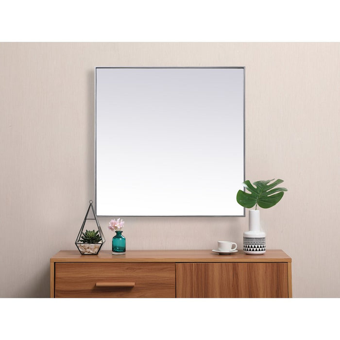 Elegant Decor Eternity Metal Frame Square Mirror 42", Silver