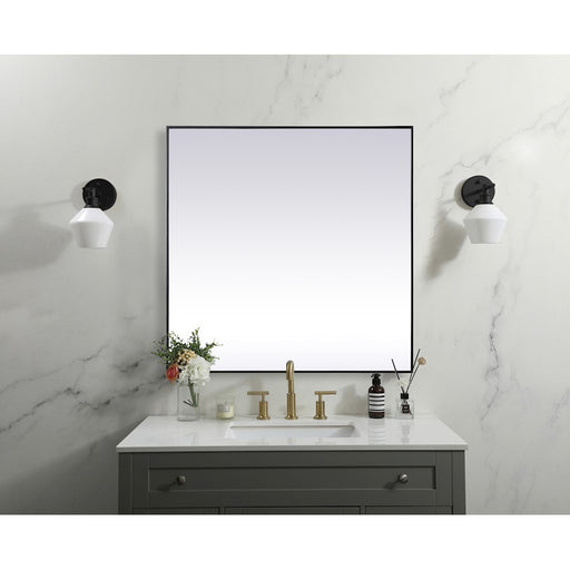 Elegant Decor Eternity Metal Frame Square Mirror 48", Black