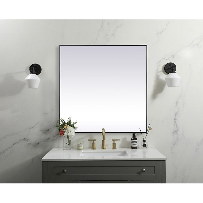 Elegant Decor Eternity Metal Frame Square Mirror 48", Black