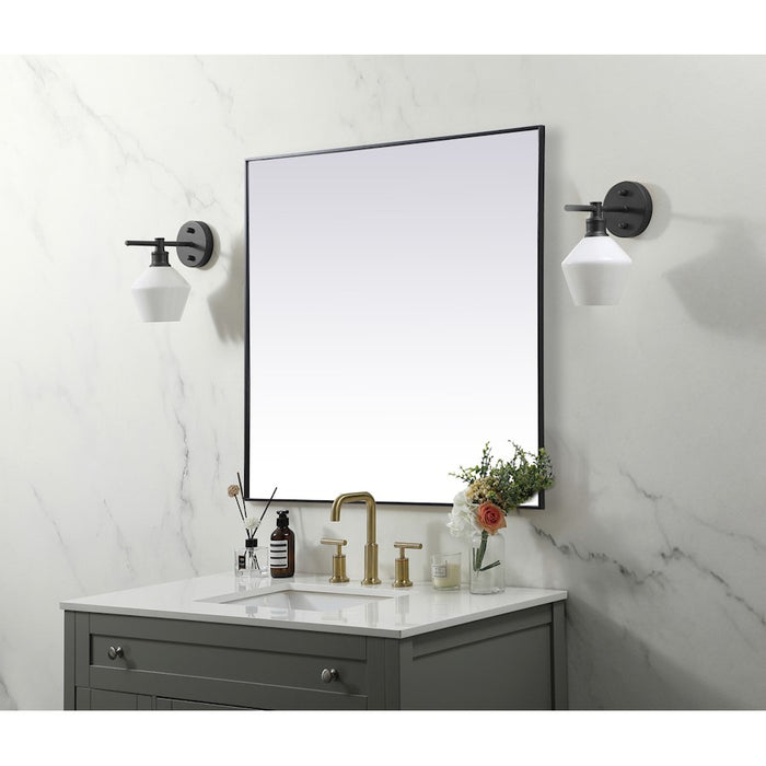 Elegant Decor Eternity Metal Frame Square Mirror 48", Black