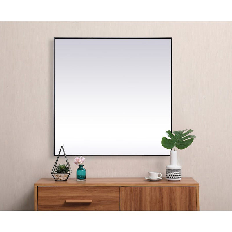 Elegant Decor Eternity Metal Frame Square Mirror 48", Black
