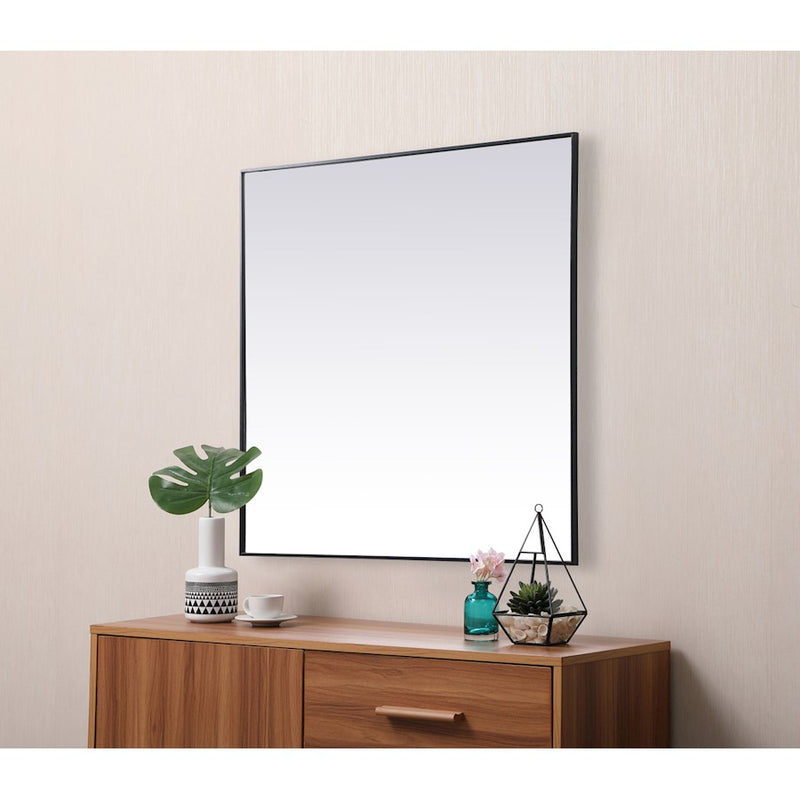 Elegant Decor Eternity Metal Frame Square Mirror 48", Black
