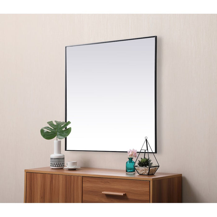 Elegant Decor Eternity Metal Frame Square Mirror 48", Black