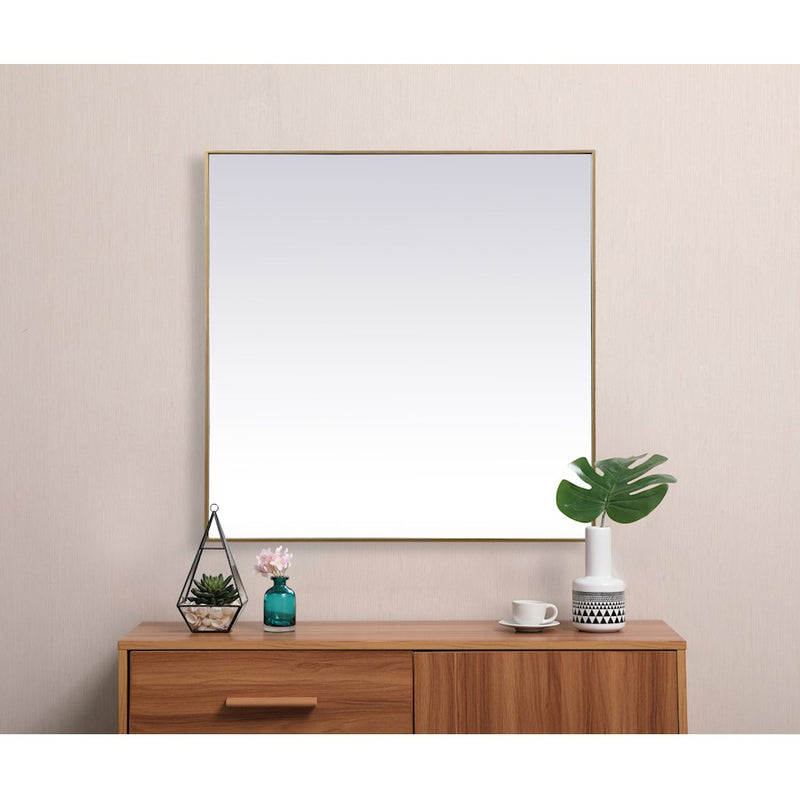 Elegant Decor Eternity Metal Frame Square Mirror 48", Brass
