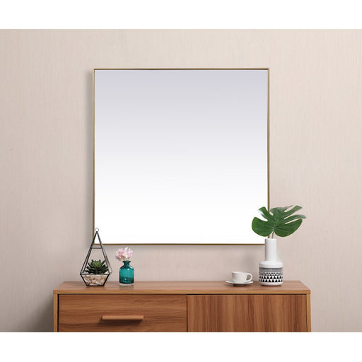 Elegant Decor Eternity Metal Frame Square Mirror 48", Brass