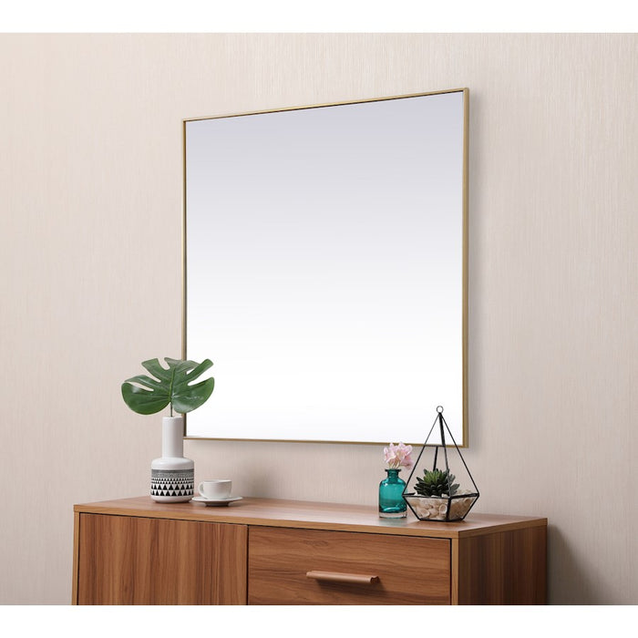 Elegant Decor Eternity Metal Frame Square Mirror 48", Brass