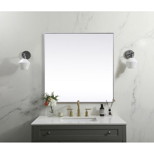 Elegant Decor Eternity Metal Frame Square Mirror 48", Silver
