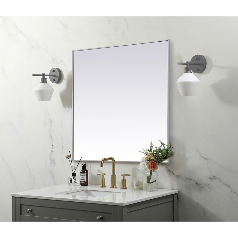 Elegant Decor Eternity Metal Frame Square Mirror 48", Silver