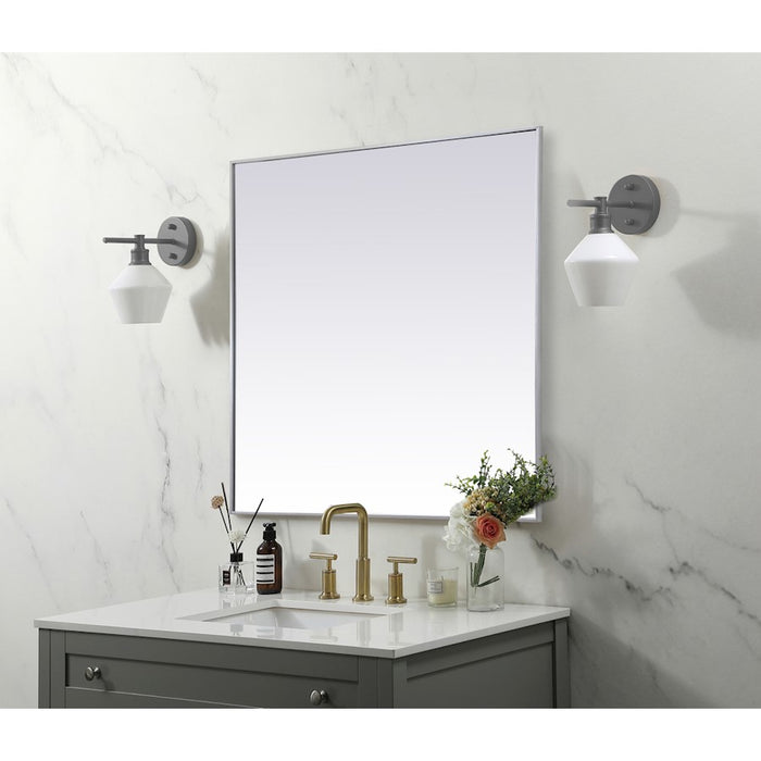 Elegant Decor Eternity Metal Frame Square Mirror 48", Silver