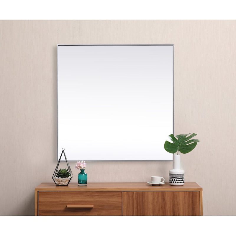 Elegant Decor Eternity Metal Frame Square Mirror 48", Silver
