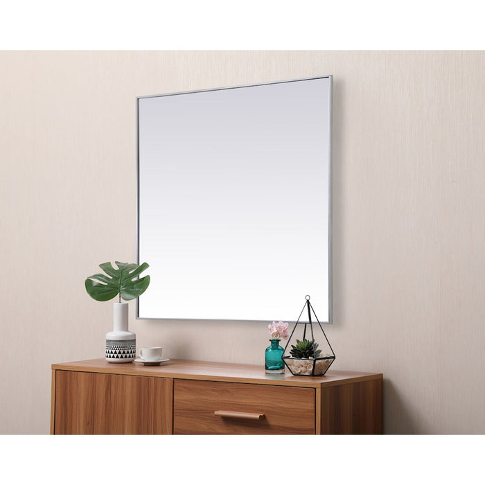 Elegant Decor Eternity Metal Frame Square Mirror 48", Silver
