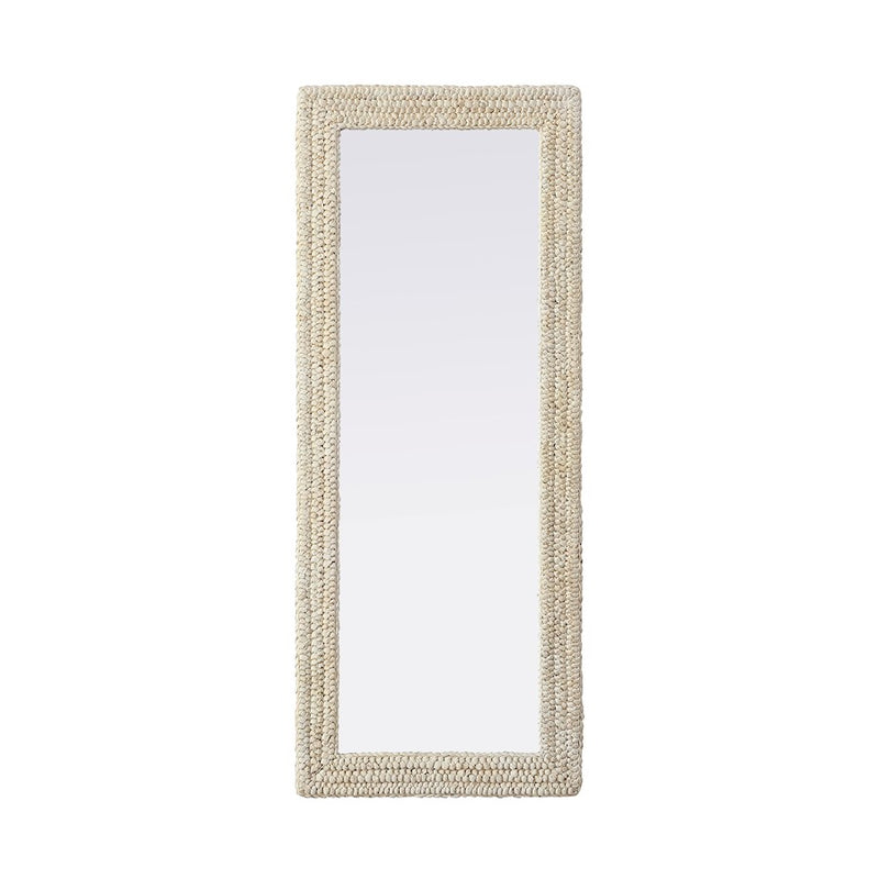 Elegant Decor Rectangle Cornhusk Mirror 24X60, Linen White