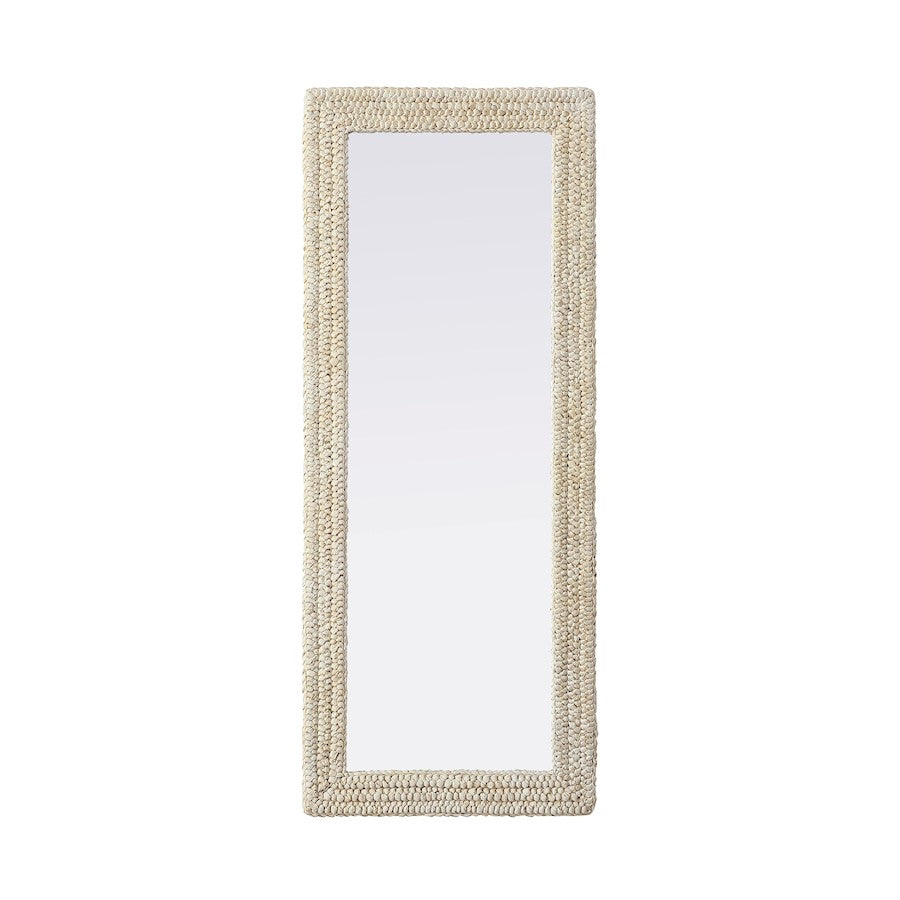 Elegant Decor Rectangle Cornhusk Mirror 24X60, Linen White