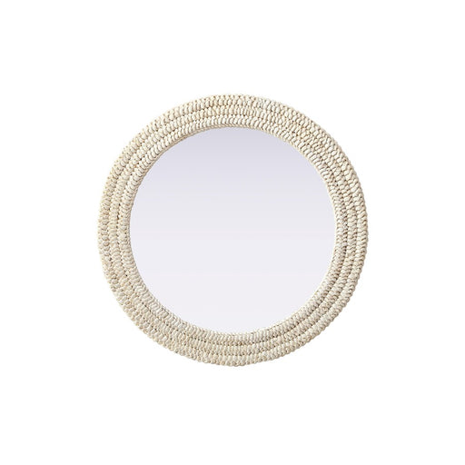 Elegant Decor Round Cornhusk Mirror 30X30, Linen White