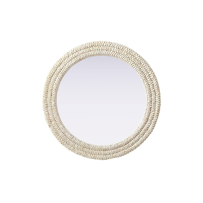 Elegant Decor Round Cornhusk Mirror 30X30, Linen White