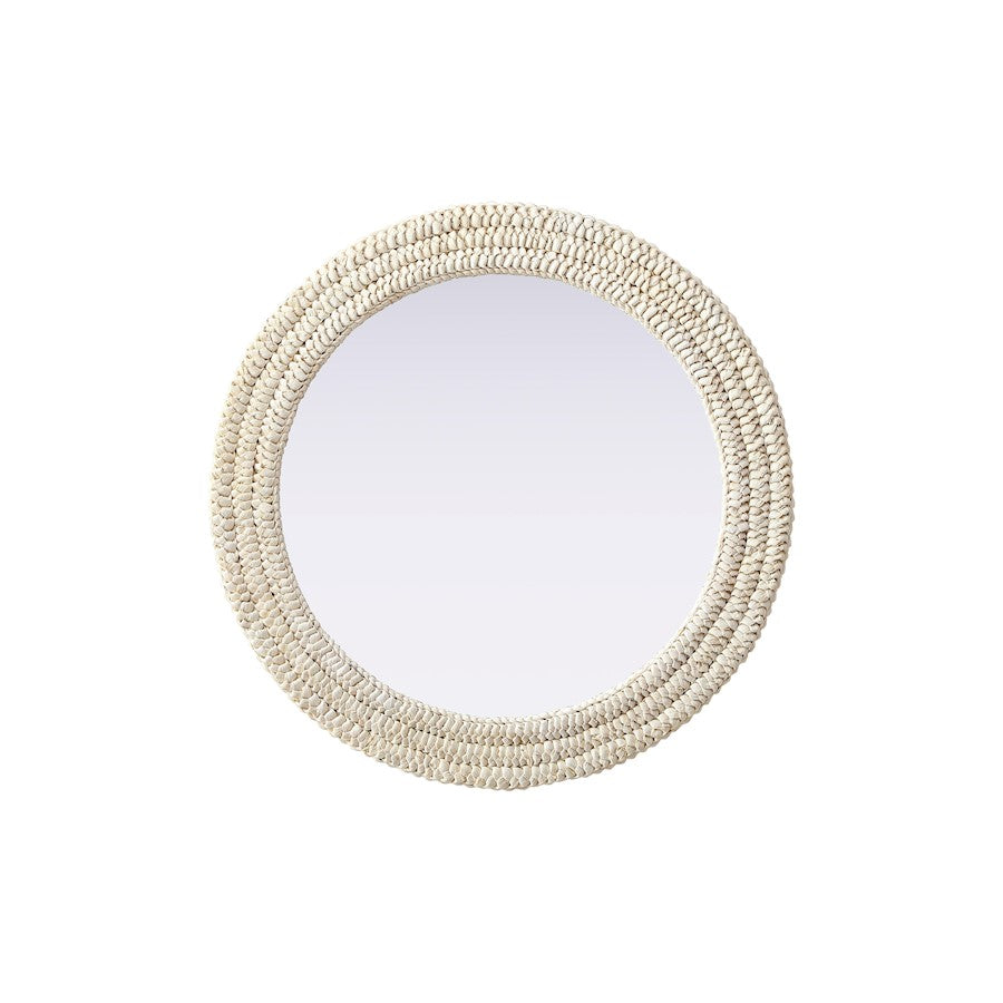 Elegant Decor Round Cornhusk Mirror 30X30, Linen White