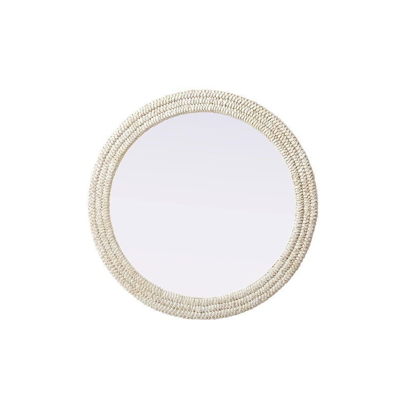Elegant Decor Round Cornhusk Mirror 36X36, Linen White