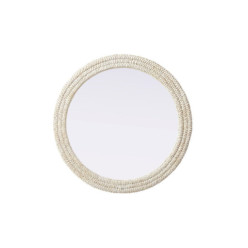 Elegant Decor Round Cornhusk Mirror 36X36, Linen White