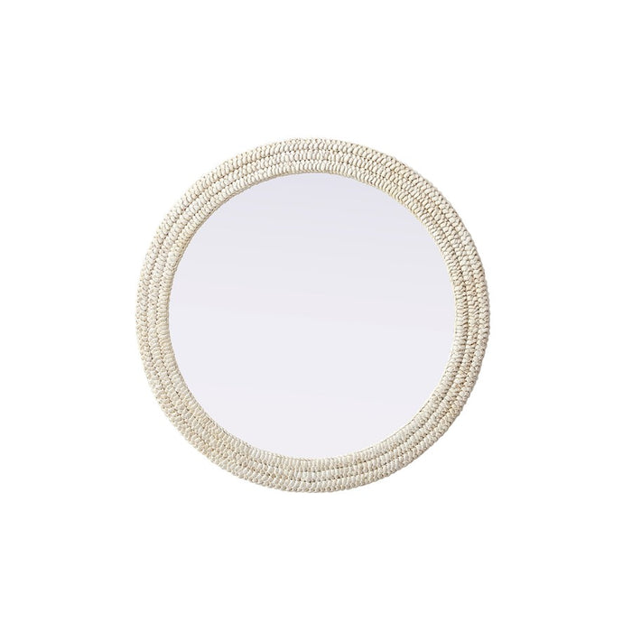 Elegant Decor Round Cornhusk Mirror 36X36, Linen White